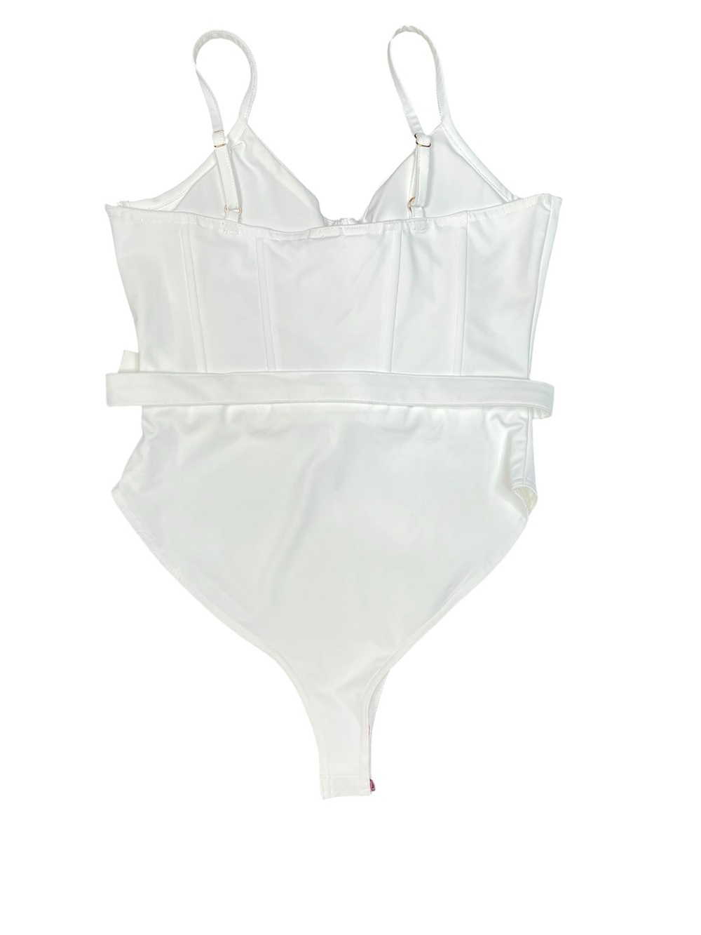 Kittenish Pool Girl Belted One Piece White Gold Toned Hardware Size Small NWT - Picture 4 of 12